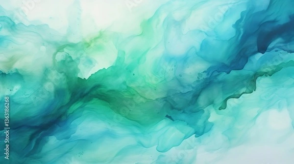Obraz Abstract Teal And Green Fluid Paint Texture Background