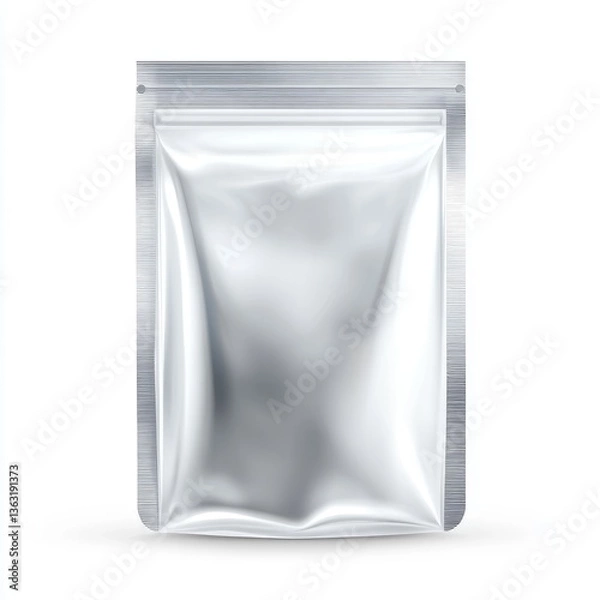 Fototapeta 3D rendering plastic food pouch mockup template isolated on the white background