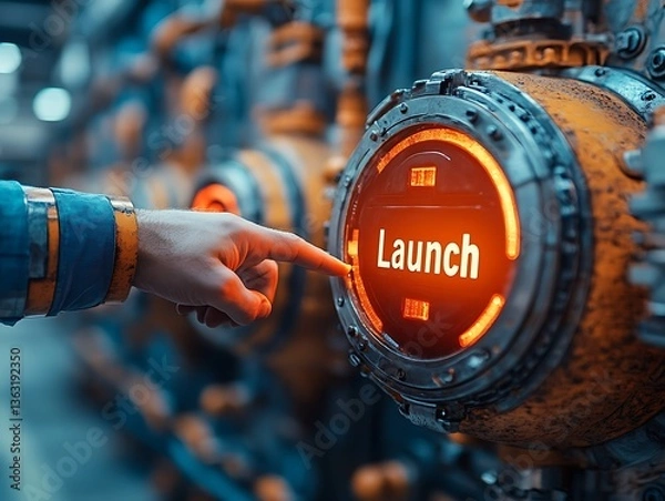 Obraz Worker launching industrial process.