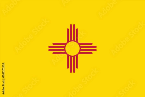 Fototapeta New Mexico State Flag Vector Clipart Illustration, High-Quality Design, Minimalist Style, Symbolic Art for Creative Projects, Modern Digital Representation of the Zia Sun Symbol