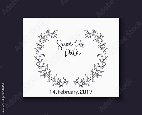 Fototapeta Wedding invitation with lettering decorative with flower
