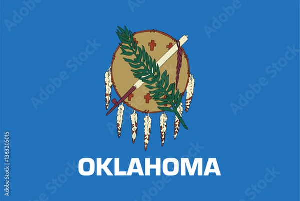 Fototapeta Oklahoma State Flag Vector Clipart Illustration – High-Quality Digital Graphic of the Official Oklahoma Flag with Osage Shield and Olive Branches for Commercial and Editorial Use