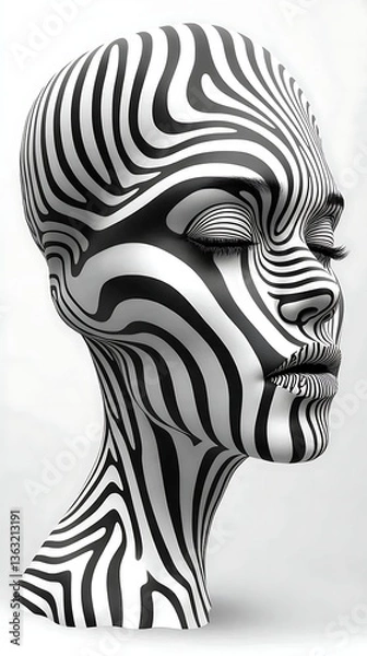 Fototapeta Zebra Pattern Head with Abstract Art.