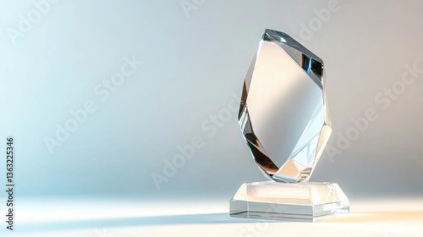 Obraz Sparkling Crystal Trophy on a Light Blue Gradient Background