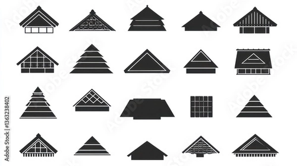 Fototapeta Roof Architecture Silhouette, Background Graphics, Design