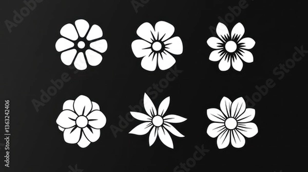 Obraz Abstract flower silhouettes, graphic design elements