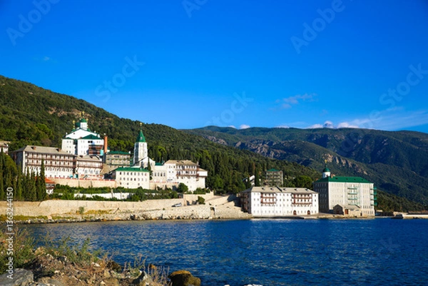 Fototapeta Saint Panteleimon Monastery - is a Russian Orthodox Christian monastery in the monastic state of Mount Athos in Greece