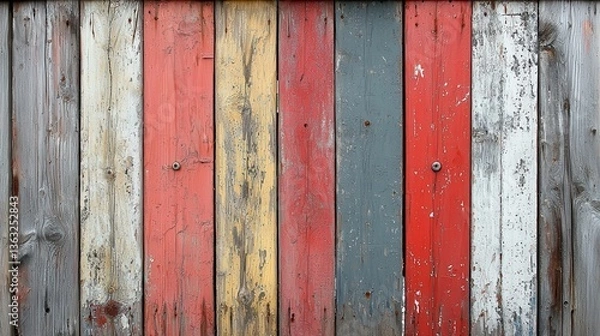 Fototapeta A canvas of faded, distressed denim and weathered wood grain, whispering tales of countless stories lived and dreams chased in the heart of a forgotten era. 