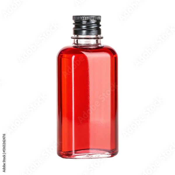 Fototapeta Red bottle of red liquid isolated on transparent background  
