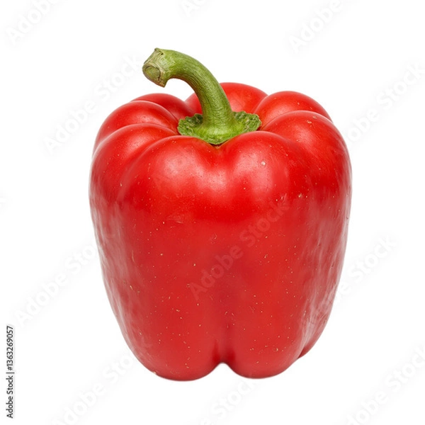 Fototapeta Fresh red bell pepper with glossy skin isolated on white Vibrant and crisp perfect for food and cooking concepts