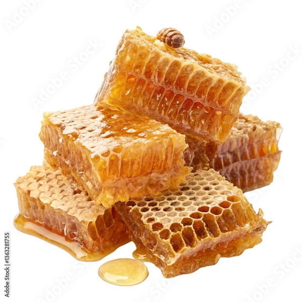 Obraz A bunch of honeycombs isolated on transparent background  
