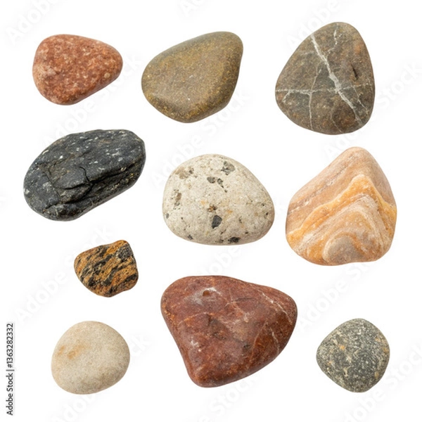 Obraz A collection of different rocks isolated on transparent background  
