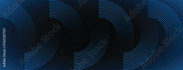 Fototapeta concentric circular lines glowing Gradient. abstract background with circular design Horizontal banner template. Suit for poster, cover, banner, brochure, website