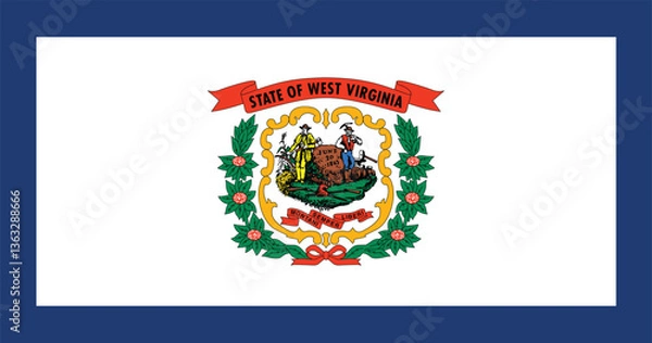 Fototapeta High-Quality West Virginia State Flag Vector Clipart Illustration – Official State Emblem with Detailed Design, Vibrant Colors, and Transparent Background for Digital and Print Use