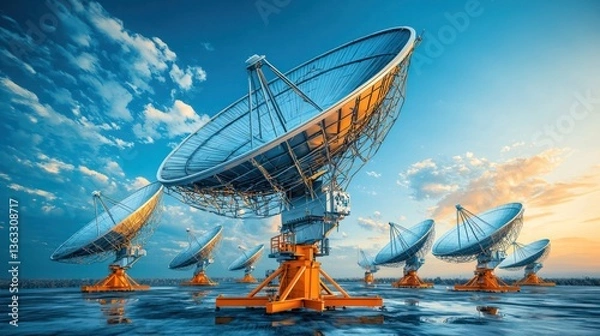 Fototapeta Massive Radio Telescopes at Dawn