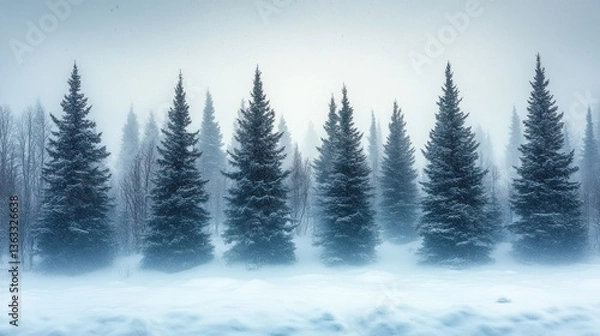 Obraz Snowy winter forest scene