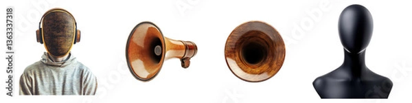 Obraz Set of mute isolated on transparent background