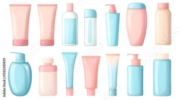 Fototapeta Professional Cosmetics Containers Flat Color Vector Objects Set for Beauty Industry Brands