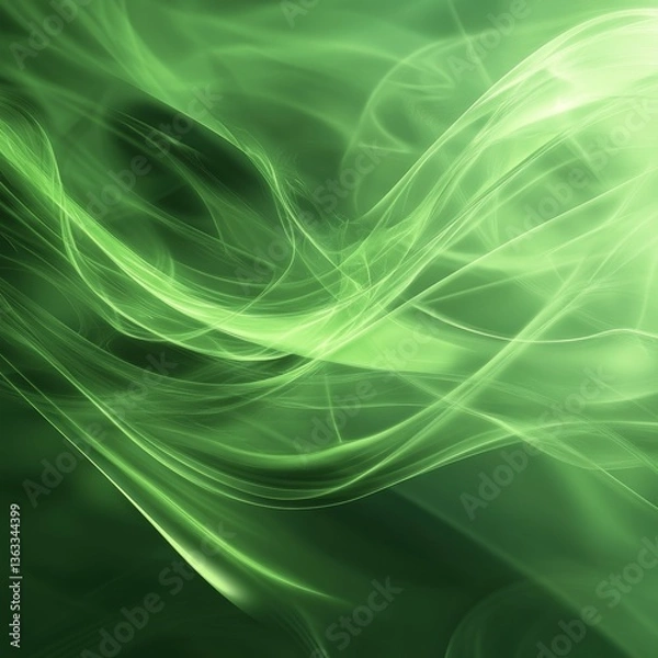 Obraz Emerald Illusions: Abstract Green Light Streaks and Flows in a Dynamic Composition for Backgrounds and Design Projects