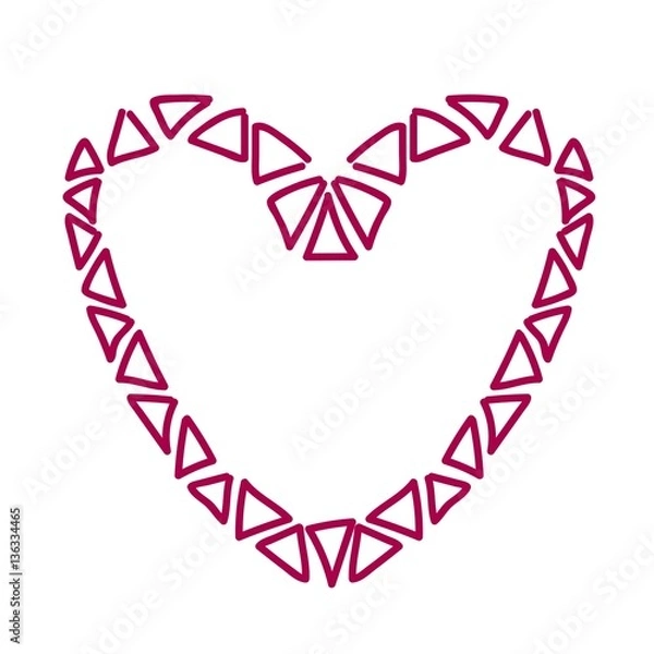 Fototapeta  Heart contour of red pink triangles