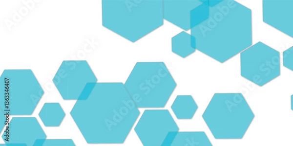 Obraz Geometric technology sky color hexagon background. Abstract vector illustration Science technology and medical concept hexagon on transparent background.