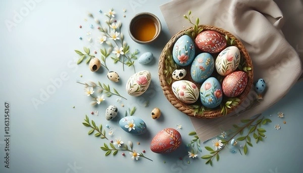 Obraz basket with colorful easter