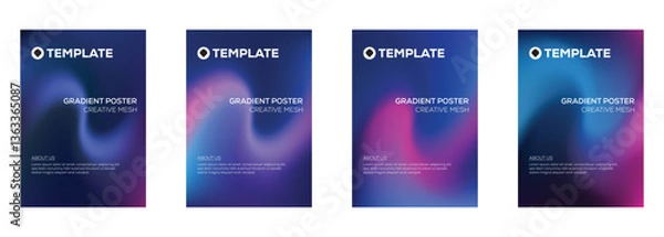 Fototapeta Four Gradient Poster Templates Creative Mesh Design