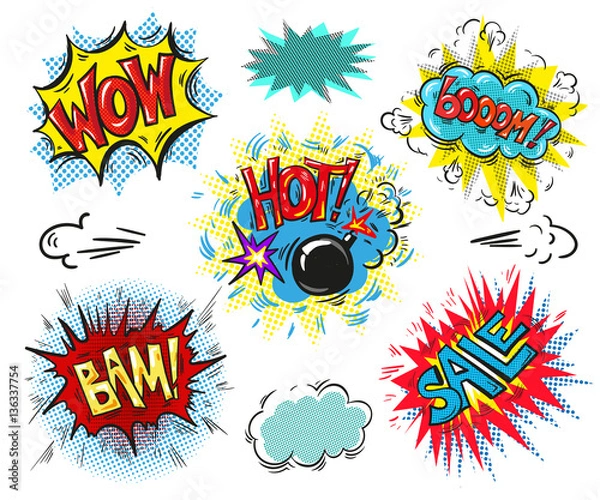 Obraz Set of Comic Text, Pop Art comic style.
