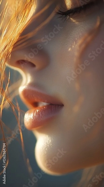 Obraz Close-up Woman's Face, Golden Light