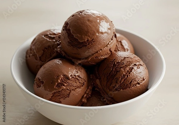 Obraz Scoops of Creamy Chocolate Ice Cream in a Pristine Bowl