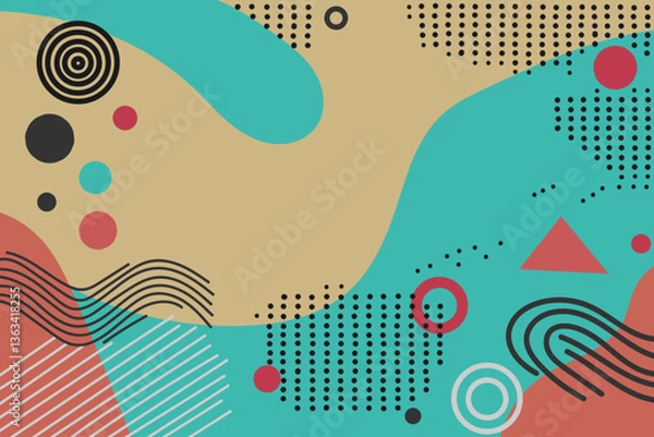Fototapeta Hand drawn colorful pop art background. The material is not AI.