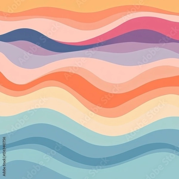 Fototapeta  Retro-Inspired Abstract Horizontal Background with Colorful Waves