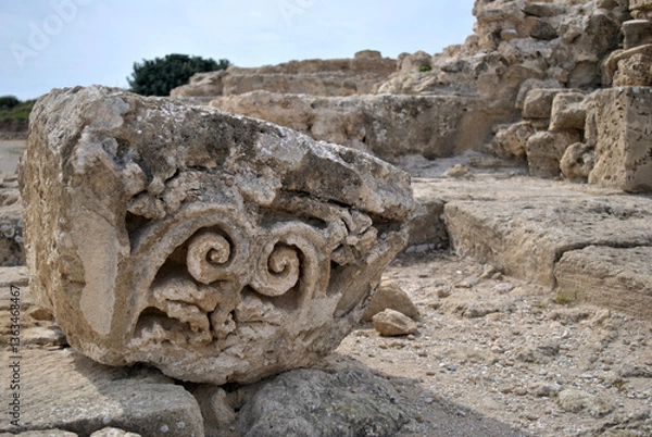 Fototapeta photo of ancient ruins, fragment of a column, Paphos Cyprus