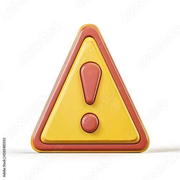Obraz Yellow and Red Triangular Warning Sign Exclamation Mark 3D Render