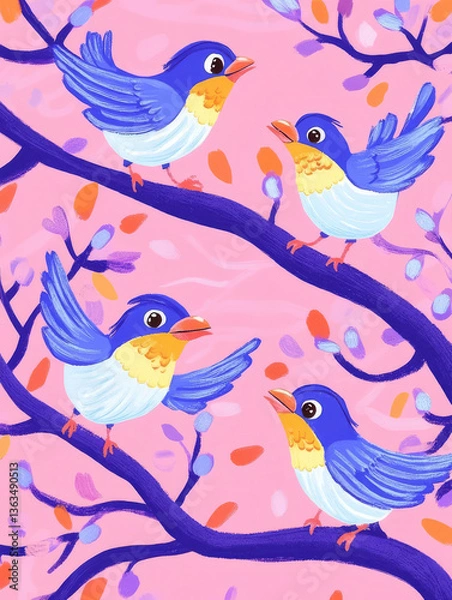 Fototapeta Bird pattern, generative AI