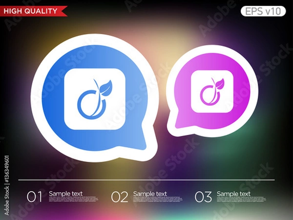 Fototapeta Peach icon. Button with peach icon. Modern UI vector.
