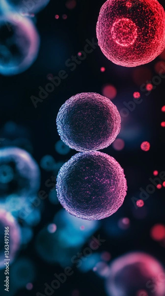 Obraz close up Moving cells under microscope