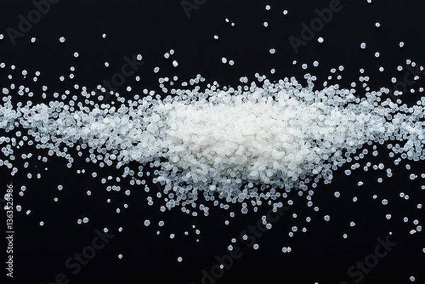 Fototapeta A pile of small, translucent white beads scattered on a transparent background.