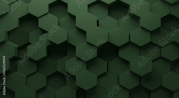 Fototapeta Abstract Dark Green Hexagon Pattern Background