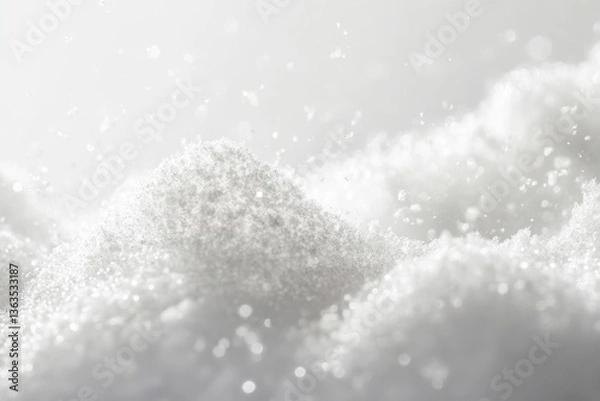 Obraz Close-up of sparkling white snow, crystalline texture, winter wonderland scene.