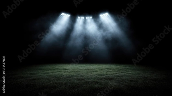 Obraz Empty stadium field under stadium lights