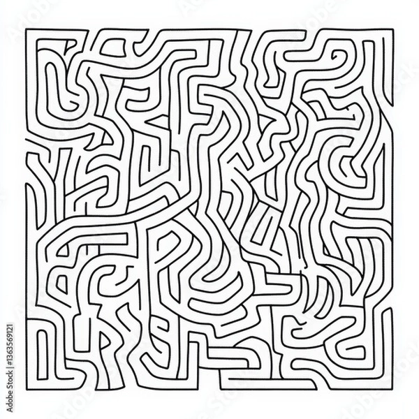Fototapeta Square Black and White Maze Pattern