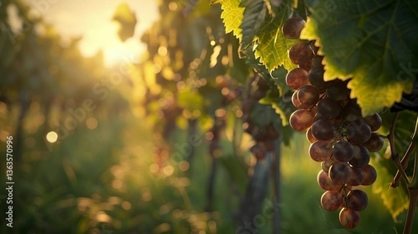 Fototapeta A photo of grape vineyards