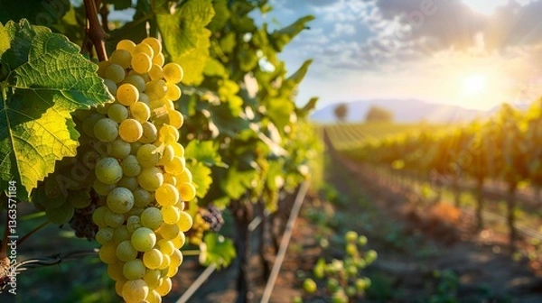 Fototapeta A photo of grape vineyards