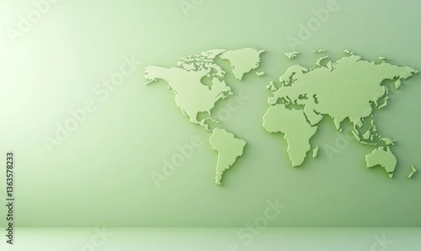 Obraz Green world map gradient background