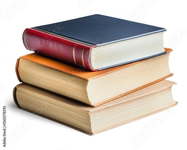Obraz Stack of Vintage Hardcover Books on White Background Still Life