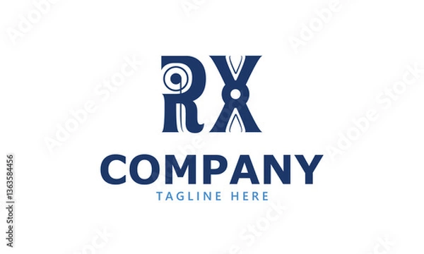 Fototapeta RX R rx initial logo | initial based abstract modern minimal creative logo, vector template image. luxury logotype logo, real estate homie logo. typography logo. initials logo