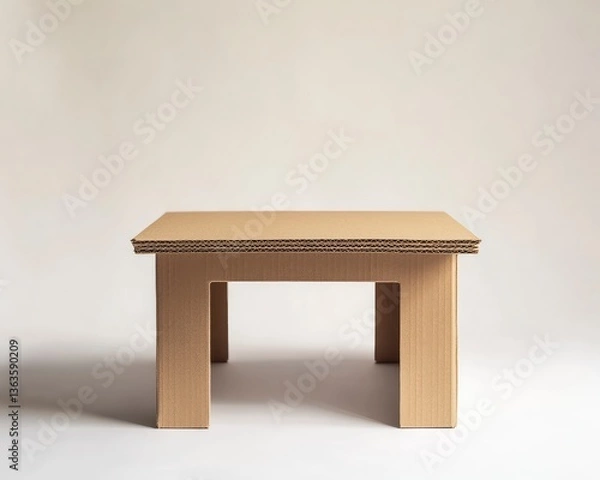 Fototapeta Cardboard Table Isolated Minimalist Style for Product Display and Mockups