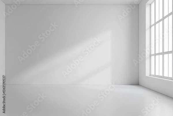 Obraz Empty White Room with Light Streaming Through Window for Background
