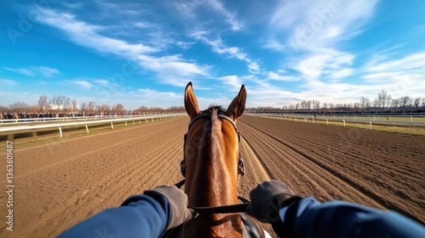Obraz Horseback riding point of view blurred motion
